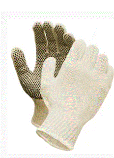 SAFETYHOUSE GANTS COTTON/POLY LARGE AVEC PICOTS PVC 12/SAC