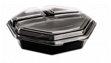 9" DEEP 3 COMPARTMENT  SOLO BLACK CONTAINER AND LID (100)