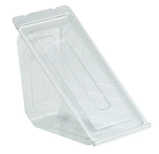 WEDGE-CLEAR HINGED PLASTIC SANDWICH CONTAINER  (250)