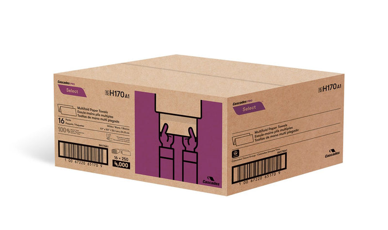 H170 PAPIER  MAIN PLI MULTIPLE BLANC 16X250/CS