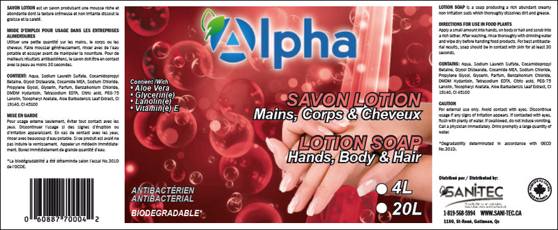 ALPHA SAVON À MAINS SUPER LOTION 700 ROSE PERLE 4L