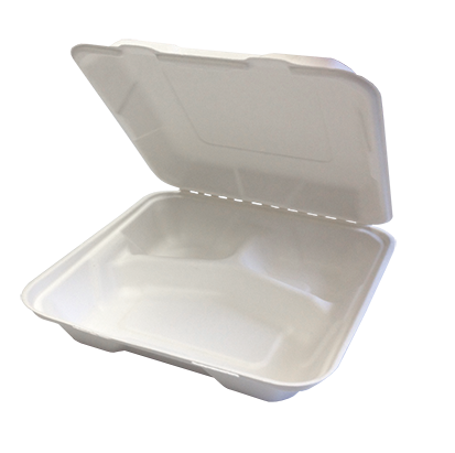 9'' X 9'' X 3'' CLAMSHELL / 3 COMP. BAGASSE 200/CS